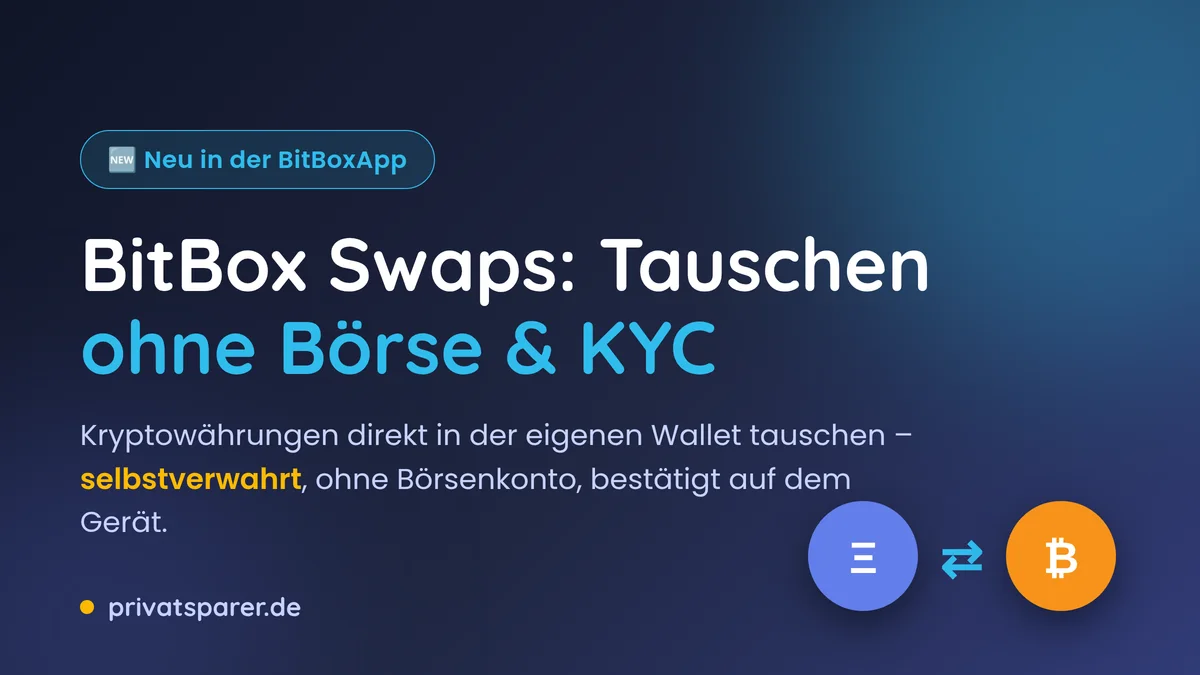 Beitragsbild: BitBox Swaps: Kryptowährungen direkt in der BitBoxApp tauschen – ohne Börse und ohne KYC