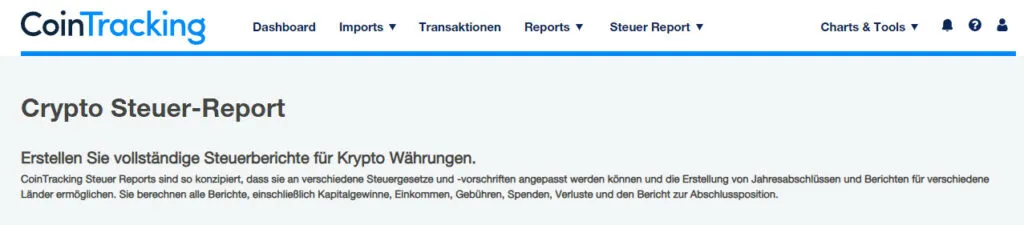 Crypto Steuer Report Finanzamt CoinTracking