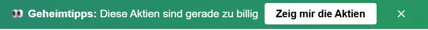 Grüner Banner in InvestingPro: Geheimtipps: Diese Aktien sind gerade zu billig