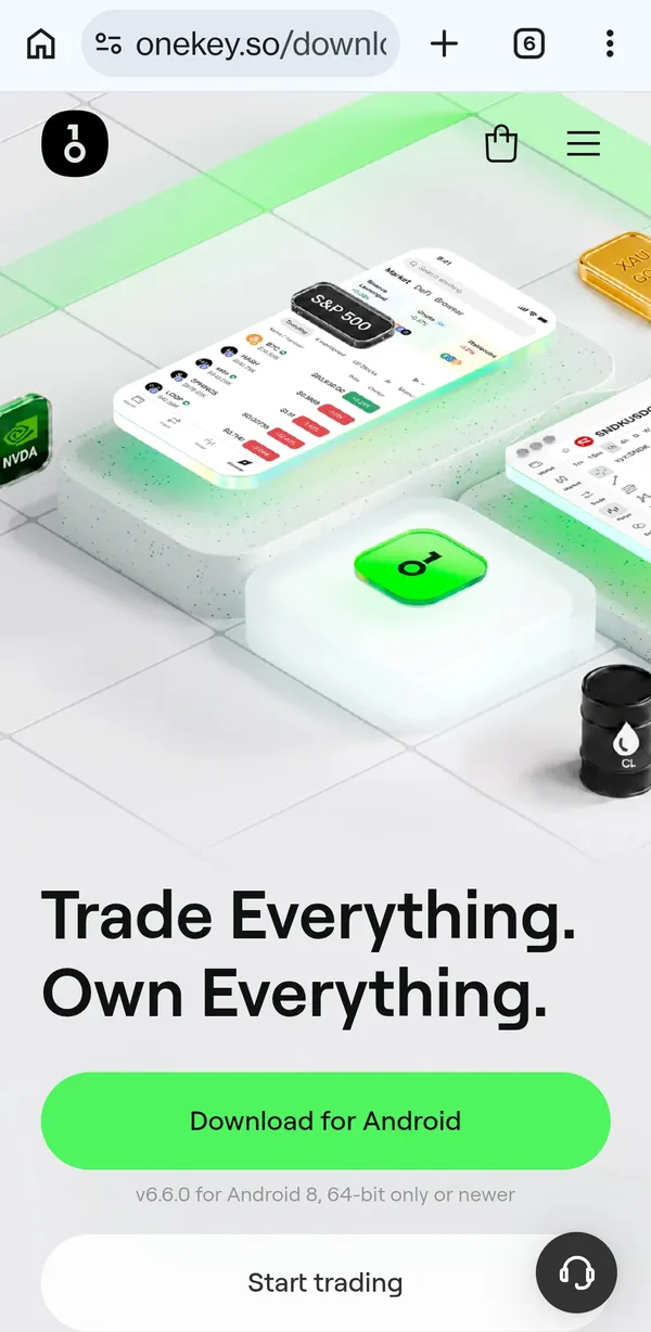 OneKey-Website: Download-Seite der App für Android