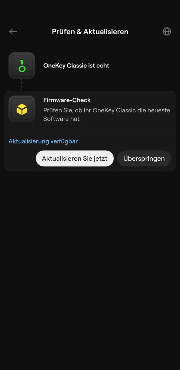 OneKey App: OneKey Classic ist echt, Firmware-Aktualisierung verfügbar