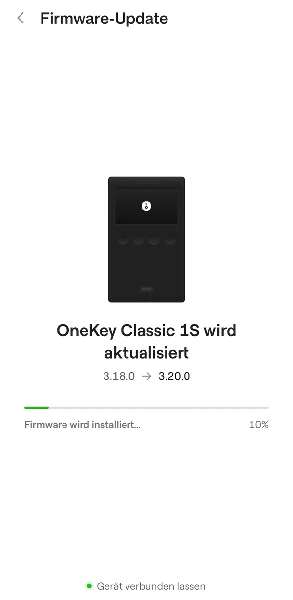 OneKey App: Firmware wird von 3.18.0 auf 3.20.0 aktualisiert