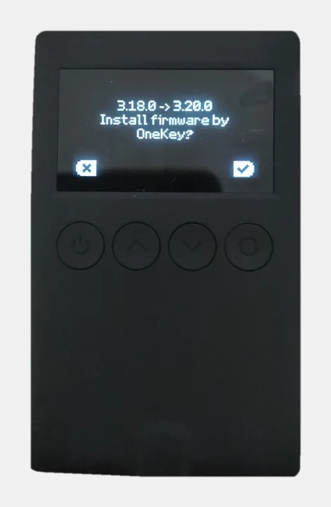 OneKey Classic 1S: Firmware-Update von 3.18.0 auf 3.20.0 am Gerät bestätigen