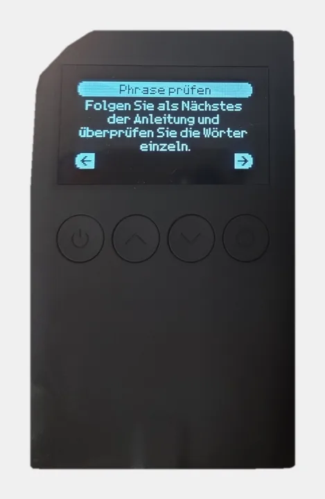 OneKey Classic 1S: Phrase prüfen, Wörter werden einzeln abgefragt