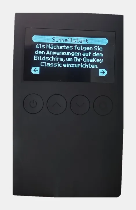 OneKey Classic 1S: Schnellstart-Hinweis auf dem Display