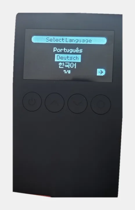 OneKey Classic 1S: Sprachauswahl mit Deutsch markiert