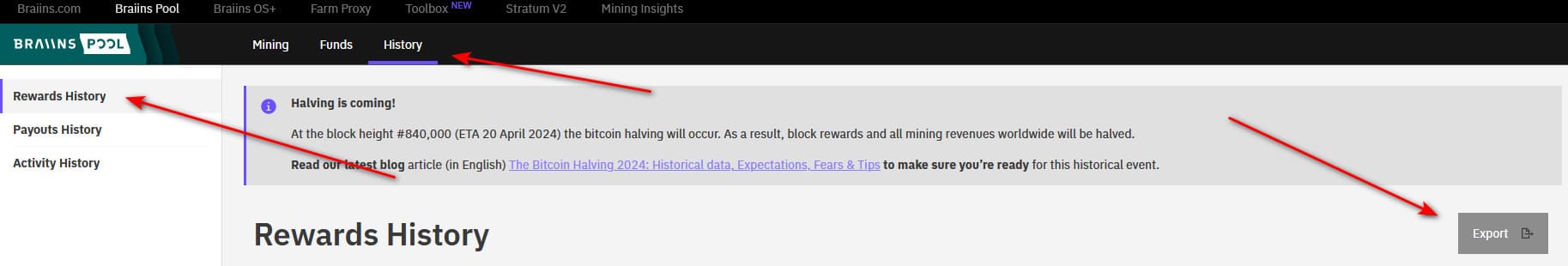 braiins-export-mining-rewards braiins-export-mining-rewards