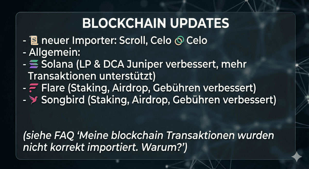 CoinTracking Blockchain Importer Updates 2026