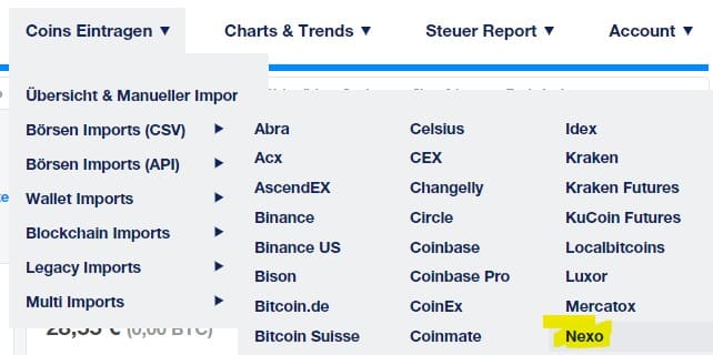 cointracking nexo import