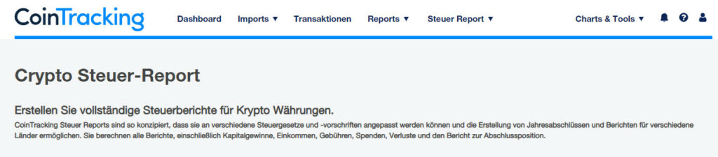Crypto Steuer Report Finanzamt CoinTracking