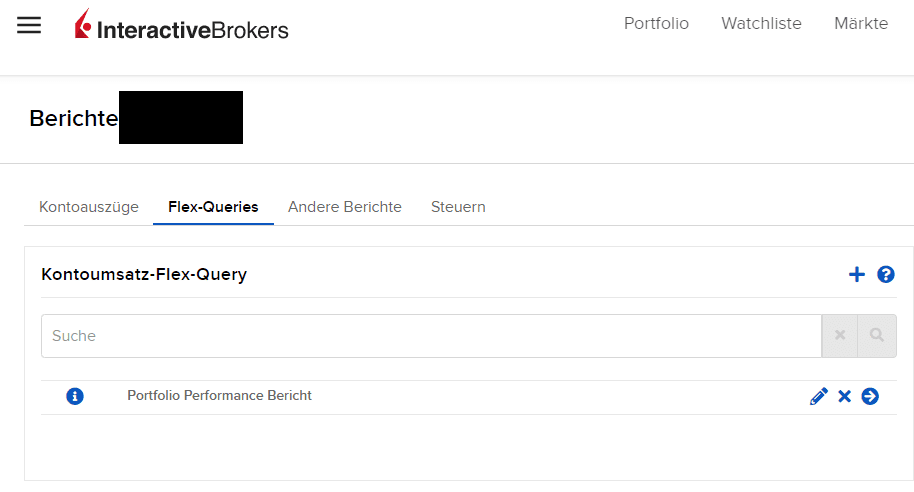 Interactive Brokers Berichte "Kontoumsatz-Flex-Query"