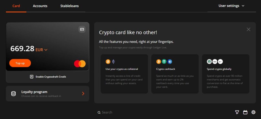 CL Card Ledger Konto Dashboard