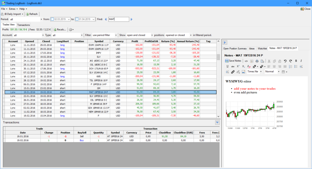 Trading LogBook